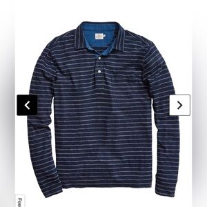 Faherty Men's Striped Navy Blue Polo Shirt